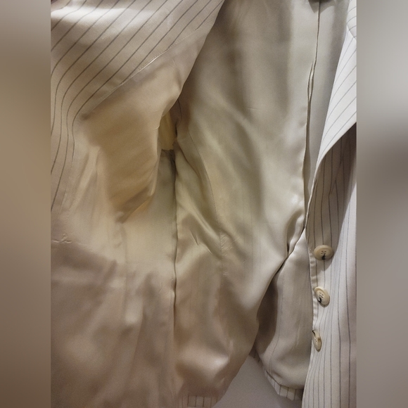 Michael Kors Oversized Ivory pinstripe light weight wool suit Blazer Jacket 10 - Picture 8 of 8
